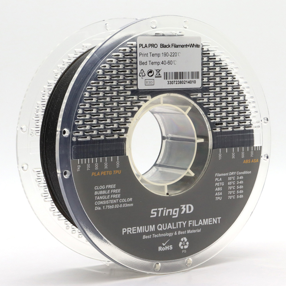 Sting3D PLA Glitter - أسود مع جليتر أبيض