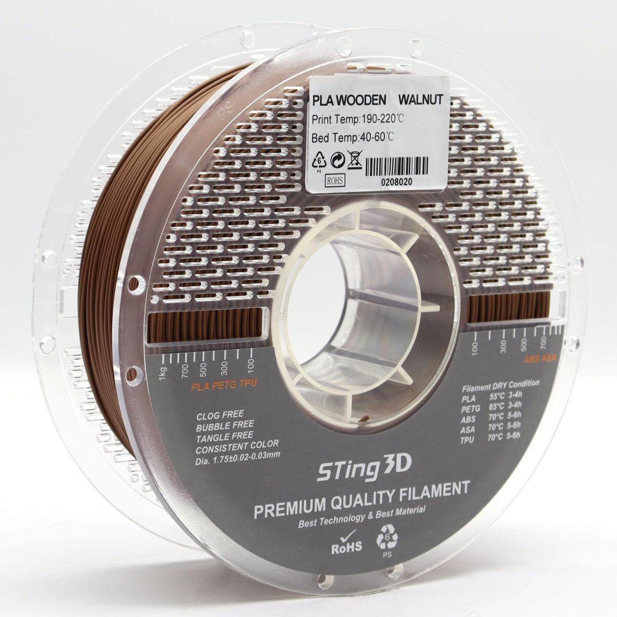 Sting3D PLA Wooden - لون الجوز